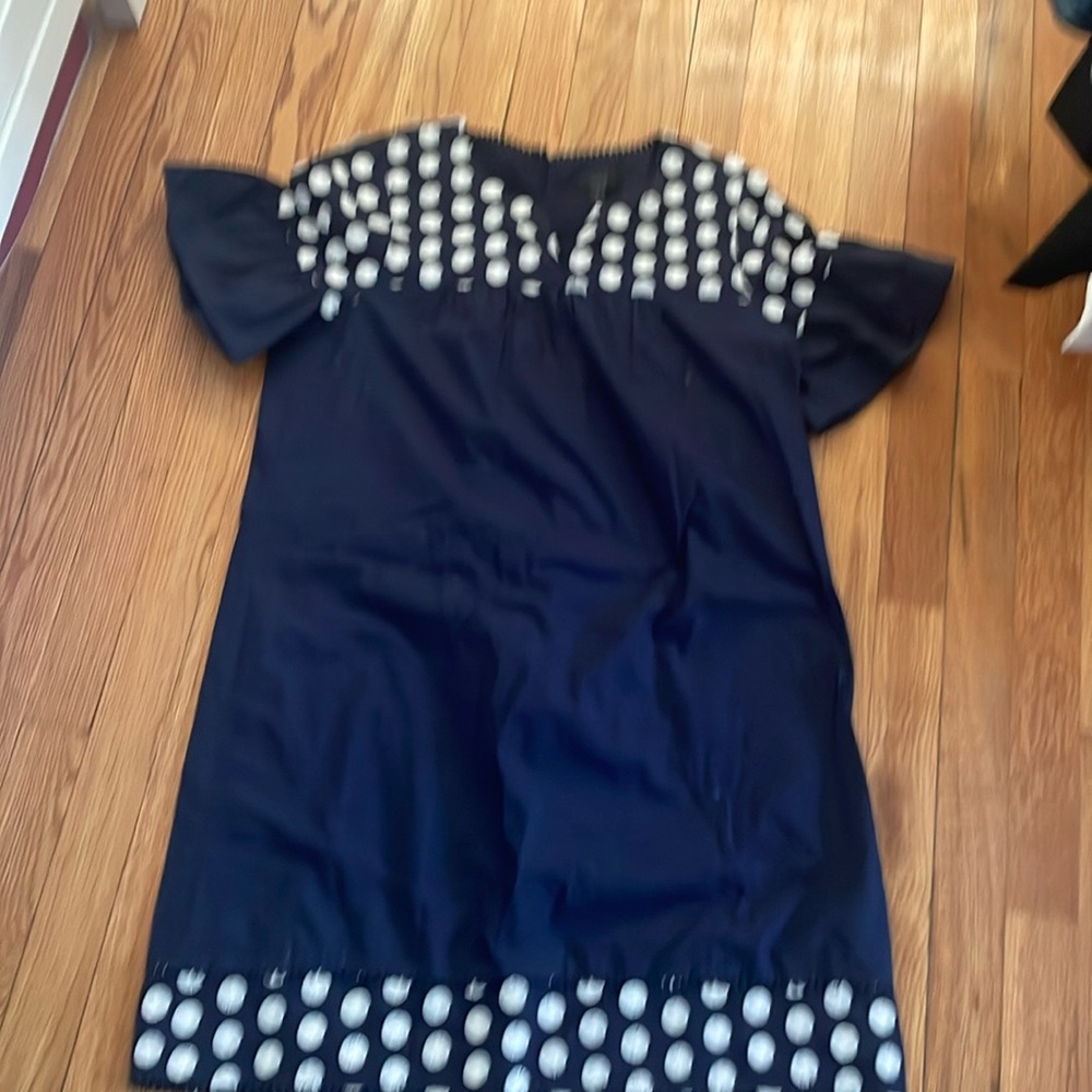 J Crew Navy Dress with White Polka Dots Size 10